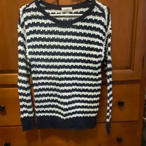 Ann Taylor The Loft navy and white sweater small